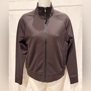 James Perse Dark Brown Full-Zip Bomber Jacket